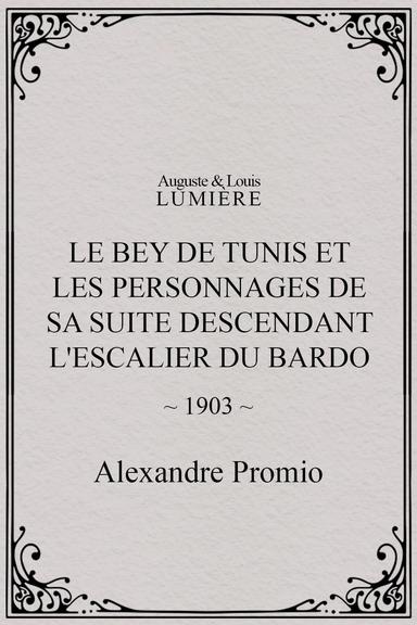 Le Bey de Tunis et les personnages de sa suite descendant l'escalier du Bardo poster