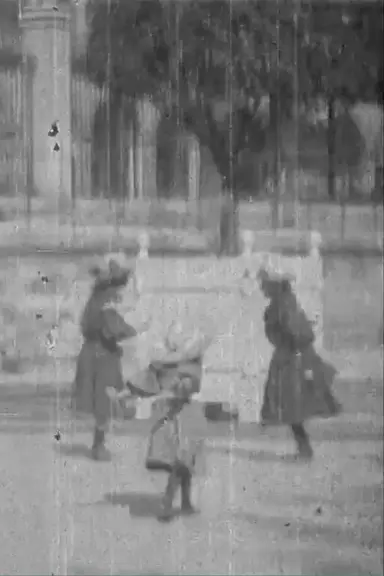 Children playing with skipping rope poster